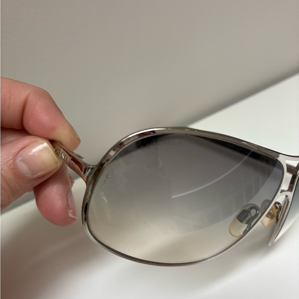 CHANEL Silver Gradient Aviator Sunglasses - Picture 9 of 9